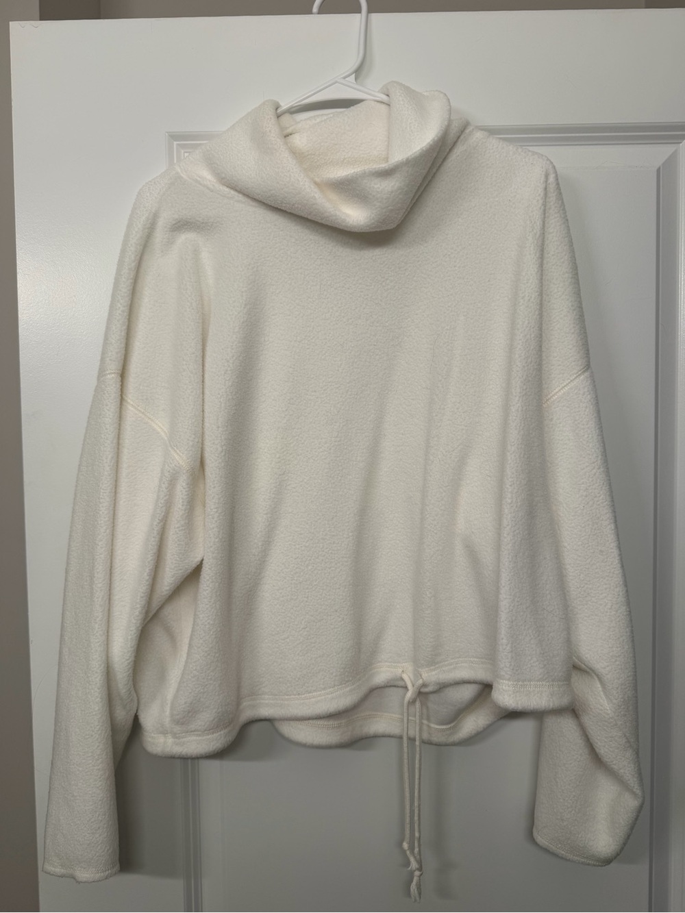 aerie Cream Cowl Neck Drawstring Hem Sweater